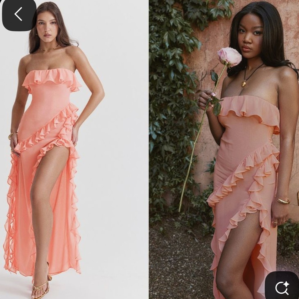 Sarina apricot ruffle maxi dress